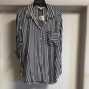 Navy and White Striped Shirt